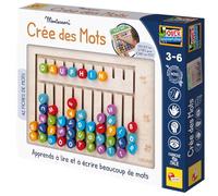 Lisciani Montessori CREA Palabras - Juego Montessori para Aprender a Leer y Escribir para niños a Partir de 3 años - 42 Hojas de Lectura con Letras de Madera + Tabla - Juego Alfabeto Educativo