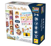 Lisciani - Montessori - Desafíos de Palabras - Juego Educativo Infantil de 3 a 6 años - Alfabeto y Primeras Palabras - Actividades con Fieltro Borrable - Dados Educativos de Madera - Tableros y