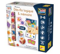 Lisciani - Montessori - Retos de Lógica y Memoria - a Partir de 3 años | Cifras, Animales, Colores y Formas - Fieltro Borrable y Dados de Madera - Siluetas y Actividades - Soporte Reutilizable