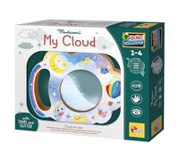 Lisciani - Montessori Wood - My Cloud - Juguete sensorial Montessori de Madera para niños de 1 a 4 años - Nube sensorial con Arena y Purpurina - Juguete Relajante con Efecto Visual ASMR