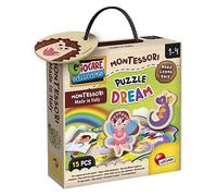 Lisciani - MONTESSORI WOOD Puzzle Dream - 15 Piezas - Para Niños desde 1 Año - 1 Rompecabezas Mágico con 6 Personajes de Madera - Estimula la Lógica, la Motricidad y la Memoria - Fabricado en Italia