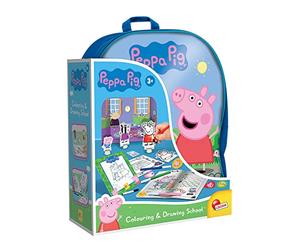 Lisciani - Peppa Pig - Mochila para Aprender a Dibujar - Desde 3 Años | Kit Creativo para Llevar Siempre - Cuaderno de Ejercicios y Pizarra Borrable - Gesto y Constancia - Rotuladores y Pegatinas