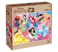 Lisciani - Princesas Disney - Puzzle Doble Cara de 24 Piezas - Desde 3 Años | Juego Doble Cara para Colorear - 24 Fichas con Reverso por Colorear - Montaje Creativo y Habilidad Manual - Mide 70 x 50 cm
