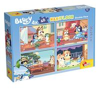 Lisciani – Puzzle Bluey – 4 puzzles de 48 piezas – doble cara 2 en 1 (puzzle y colorear) 35x25 cm