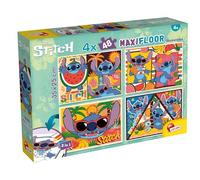 Lisciani - Puzzle DISNEY - LILO & STITCH Maxifloor - Puzzle 4x48 piezas doble cara niños 4+ - Reverso para colorear - 35x25 cm - Actividad creativa - Regalo cumpleaños