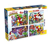 Lisciani - Puzzle Marvel MAXIFLOOR Spidey Amazing Friends - Puzzle Doble Cara 4x48 Piezas - Reverso para Colorear - Juego de Reflexión y Paciencia - Juego Educativo - Para Niños a Partir de 4 Años