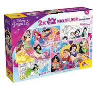 Lisciani, Puzzle para niños, 2 puzles de 24 piezas, 2 en 1 Doble Cara con reverso para colorear - Disney Princesas - 91720