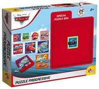 Lisciani - Puzzle Progresivo Cars - para niños a Partir de 2 años - 8 Rompecabezas en su Caja autocorrectora - Nivel de dificultad Progresivo - Innovador, desarrolla atención y lógica