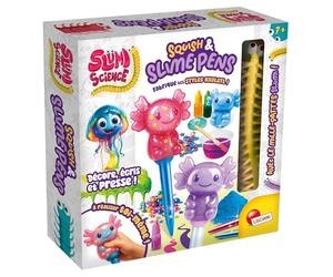 Lisciani Slumi Science Squish & Slime Pens - Kit de creación de bolígrafos Axolotl para niños a Partir de 7 años - Actividad Slime DIY - Decoración de Plumas y Perlas - Experiencia Creativa Sensorial