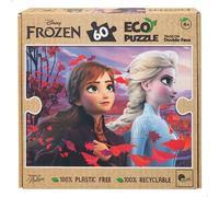 Liscianigiochi 47250 Frozen ECO Puzzle infantil para colorear, Doble Cara, 100% plastic free, Reciclable, 60 piezas grandes, 70x50 cm, Elsa y Anna, Juegos Disney, para niña 4 años