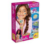 Liscianigiochi 47305 Barbie Estudio de tatuajes brillantes temporales infantiles, Set para hacer tattoos con gemas adhesivas, Juego tatuaje, Jugar a tatuarse,s para niñas, +5 años, infantil