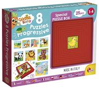 Liscianigiochi - Caja de 8 Puzzles Progresivos - Los Bebés Animales - Juego Educativo y Divertido - Caja de Puzzle - 25 Piezas - Para Niños a Partir de 1 año - Carotina Baby