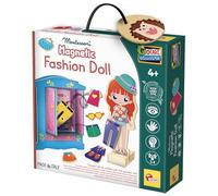 LISCIANI Liscianigiochi - Montessori Fashion Doll - para niños a Partir de 4 años - Viste Tus muñecas de Madera con 26 Ropas magnéticas a Elegir - Armario 3D y Soporte - Juego Montessori