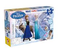 Liscianigiochi Puzzle Maxi Floor para niños de 108 piezas 2 en 1, Doble Cara con reverso para colorear - Disney Frozen Elsa y Anna 46904