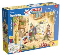 Liscianigiochi Puzzle Maxi Floor para niños de 35 piezas 2 en 1, Doble Cara con reverso para colorear - Disney Pinocchio 48182