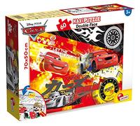 Liscianigiochi Puzzle Maxi Floor para niños de 60 piezas 2 en 1, Doble Cara con reverso para colorear - Disney Cars 48236