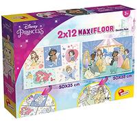 Liscianigiochi Puzzle para niños, 2 puzles de 12 piezas 2 en 1, Doble Cara con reverso para colorear - Disney Princesas 86566