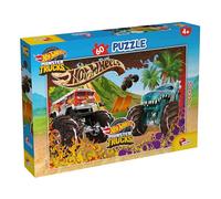 Lisciani - HOT WHEELS Puzzle - 60 Piezas - Para Niños desde 4 Años - 35x50cm - Puzzle Monster Trucks con Acrobacias Audaces - Acción y Velocidad - Desarrolla Reflexión y Destreza