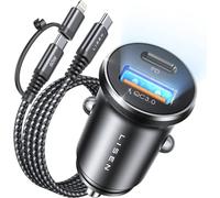 LISEN 54W Cargador Coche Carga Rápida para iPhone Cargador Movil Coche USB C Mechero Coche con Cable C-L Car Charger Acessorios Carros para iPhone 13 12 11 Pro Max 15 16 Samsung Galaxy S25 Xiaomi iPad