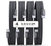 LISEN 60W Cable USB C Carga Rapida [4-Pack, 0.5M+1M+1M+2M] Cable USB a USB C, Cable Cargador Tipo C PD 3.0 de Trenzado Nylon con iPhone 15 / Samsung S23/S22/S21 Huawei Xiaomi Pixel Android OnePlus