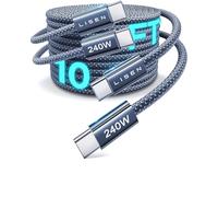 LISEN Cable de carga USB C a USB C de 240 W para iPhone 15/MacBook Pro/Air [10 pies/paquete de 2], cable de carga rápida USB C a USB C para iPhone 15/Pro/Plus/Pro Max/iPad Pro/Air, cable tipo C para
