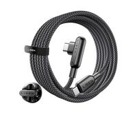 LISEN Cable USB C 100 W 2 m con [soporte para cable], cable de carga rápida de 90 grados USB C PD 3.1, USB C a USB C, cable de nailon trenzado, cable de carga para MacBook/iPad Pro/iPhone 16 15 Pro