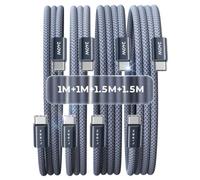 LISEN Cable USB C 240W, [Pack de 4 / 1M+1M+1.5M+1.5M] Cable USB C a USB C, Cable de Carga Rápida PD 3.1 para iPhone 17 Pro Max/iPhone Air/16/15, Samsung Galaxy S25, MacBook Pro/Air, iPad Pro