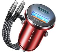 LISEN Cargador Coche Carga Rápida USB C 69W Accesorios Coche Camper Furgoneta para Cargador Mechero Movil Coche 12V Toma Gadgets para iPhone 16 e 15 Pro MAX Samsung S25 S23 Google Xiaomi, Chip 17nm