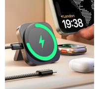 LISEN Cargador Inalambrico MagSafe para iPhone 16 y Samsung Base Cargador Apple Watch Wireless Charger Mini 3 En 1 Estacion de Carga Viajes Accesorios para iPhone 16 14 15 Pro Max 13 12 iWatch AirPods
