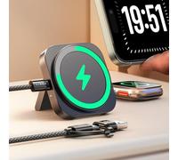 LISEN Cargador Inalambrico MagSafe para iPhone 17 y Samsung Base Cargador Apple Watch Wireless Charger Mini 3 En 1 Estacion de Carga Viajes Accesorios para iPhone 17 16 15 Pro MAX Air iWatch AirPods