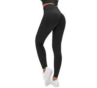 Lishang Leggins Deportivos Mujer Push Up Mallas Mujer Deporte Cintura Alta Mallas Deportivas Conjunto Fitness para Gym Entrenamiento Yoga Jogging D Negro XL