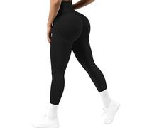 Lishang Leggins Deportivos Mujer Push Up Mallas Mujer Deporte Cintura Alta Mallas Deportivas Conjunto Fitness para Gym Entrenamiento Yoga Jogging C Negro S