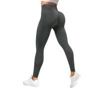 Lishang Leggins Push Up Mujer Cintura Alta Mallas Mujer Deporte Leggins Yoga Mallas Pilates para Fitness Gym Running Gris Oscuro S