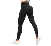Lishang Leggins Push Up Mujer Cintura Alta Mallas Mujer Deporte Leggins Yoga Mallas Pilates para Fitness Gym Running Negro Puro M