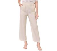 Lishang Pantalones Mujer Verano Comodos Cintura Alta Elástico Pantalon Verano Algodon Mujer con Bolsillos 9/10 para Casual Playa Beige Blanco M