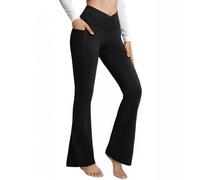 Lishang Pantalones Yoga Mujer Pantalones Acampanados con Bolsillos V Cintura Alta Cruzados Yoga Pants Flared Leggings Deportivos Corte de Bota Elasticos Bootcut Pantalon de Jazz Fitness Casual