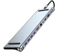 Lisher 11 en 1 tipo C Dock Hub USB 3.0 - Adaptador multipuerto 4K compatible con RJ45 SD/TF VGA PD Audio Soporte para ordenador portátil