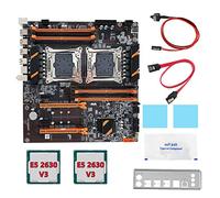 Lisher - Placa base doble CPU X99+2 CPU XE5 2630 V3+cable SATA+Baffle+grasa térmica LGA 2011 8XDDR4 ranura soporte 2011 V3 CPU