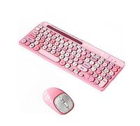 Lisher - Teclado y ratón Bluetooth sin varios dispositivos recargables con soporte para teléfono, color rosa
