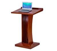 LISHEUK Atril portátil Moderno de Madera con Almacenamiento Abierto - 55x55x115cm Soporte para Profesor y mostrador de recepción - Acabado marrón Rojizo de Lujo para escuelas y e