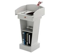 LISHEUK Atril portátil para Iglesias y aulas, Soporte para Maestro de Ceremonias con Espacio de Almacenamiento Abierto (Blanco).