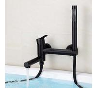 LISHEUK Grifos de baño con Ducha de Pared, Monomando, Grifo Mezclador de Ducha de Pared, latón Cromado, Negro