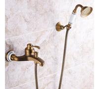 LISHEUK Grifos mezcladores de baño de Pared con Ducha Vintage de Dos Orificios, Monomando, Grifo Mezclador de Agua fría y Caliente para Ducha, Estilo Antiguo.