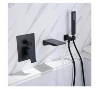 LISHEUK Matte Black Wall Mounted Bathtub Faucet Set with Handheld Shower, Brass Mixer for Hot & Cold Water, Modern Bathroom Upgrade, Stylish & Durable Home Décor