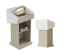 LISHEUK Púlpito para conferencias, podio, atriles Sencillos, púlpitos ecológicos de Tablero de Alta Densidad, Soporte de podio de Almacenamiento Abierto de 2 Niveles con Tope de