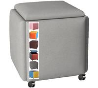 LISHEUK Silla otomana apilable 5 en 1, Taburete puf versátil con Ruedas, reposapiés, Asiento de Almacenamiento, reposapiés tapizado, Sala de Estar, la Entrada y