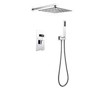 LISHEUK Sistema de Ducha Tipo Lluvia, Cabezal de Ducha Tipo Lluvia de 10 Pulgadas con Ducha de Mano, Mezclador de Pared, Grifo de Ducha de baño, válvula de Ducha de latón y embe