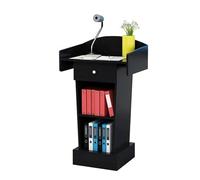 LISHEUK Soporte de Atril, Atril Sencillo, Tablero de Densidad, Escritorio para portátil, Atril con Almacenamiento Abierto, cajón Espacioso, Atril portátil de pie, rojo-45x40x110c