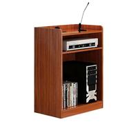 LISHEUK Soporte para Atril, Atril de Lujo de Madera para Profesores con Almacenamiento Abierto, Soporte para Atril de pie para Iglesias, atriles portátiles, Negro, Teca.