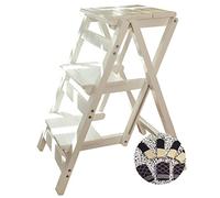 LISHEUK Taburete Plegable de 3 peldaños Resistente para Adultos, con Patas Antideslizantes y Estructura de Madera. Soporta hasta 227 kg. Seguro y Estable para el hogar, la oficin